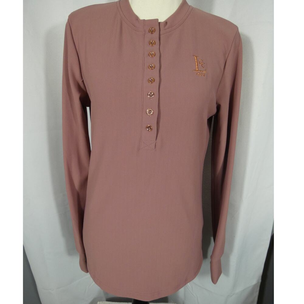 Calliope Women's Henley Long Sleeve XL Pink Shirt Athleisure Golf Stretchy NWT